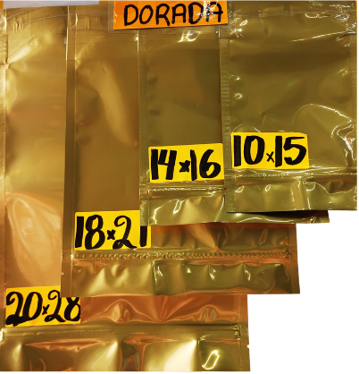 Stand Up Pouch 100 Bolsas Dorada 20x28cm 900gr Grande