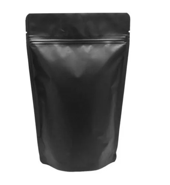 Standup Pouch 100 Bolsa Negra Cierre Resellable 14x16 250 gr