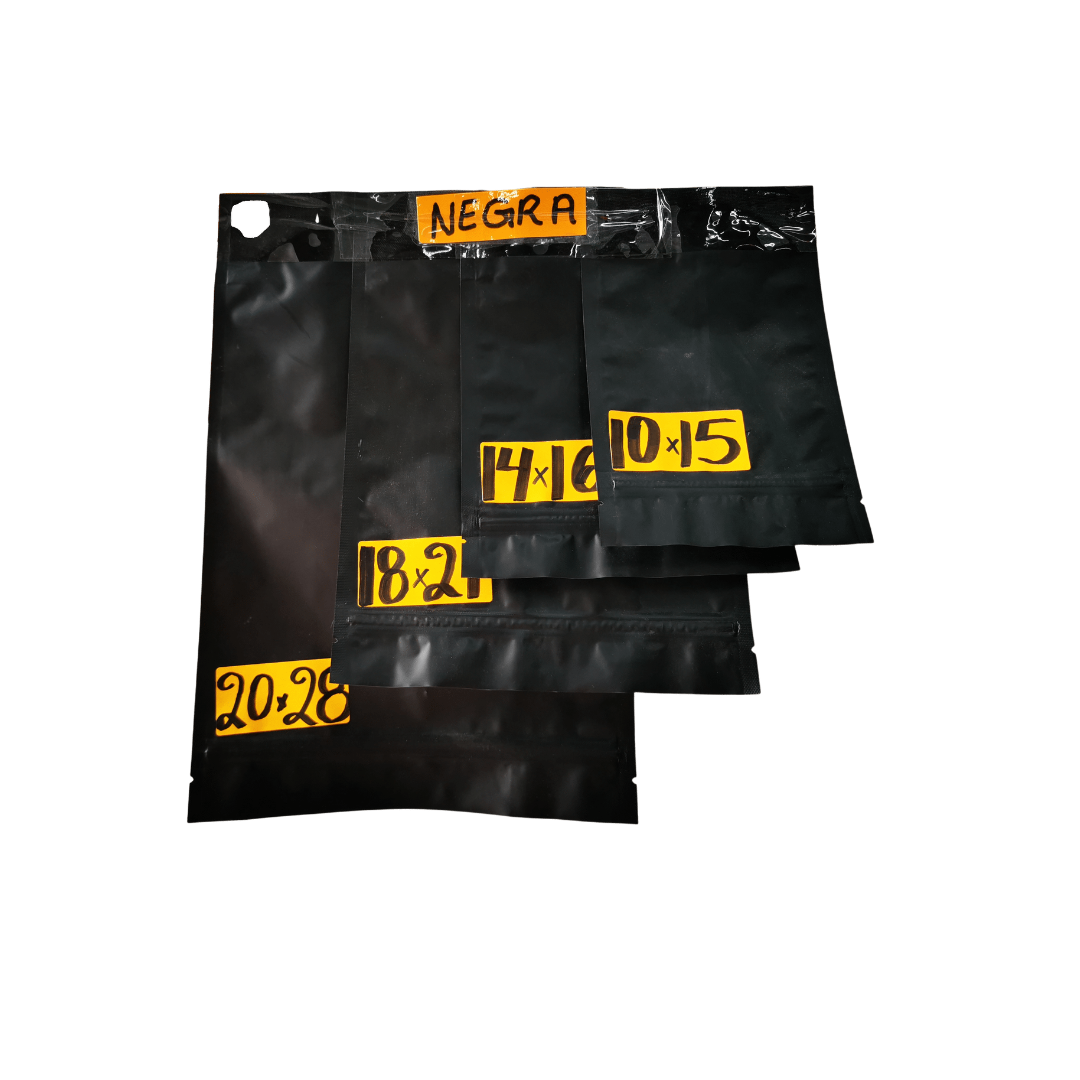 Standup Pouch 100 Bolsa Negra Cierre Resellable 11x15 150 gr