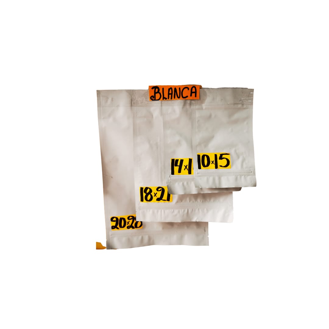 Standup Pouch 100 Bolsa Blanca Cierre Resellable 11x15 150 gr