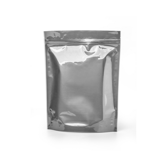 Stand Up Pouch 50 Bolsas Plateada Cierre 18x21 500 gr